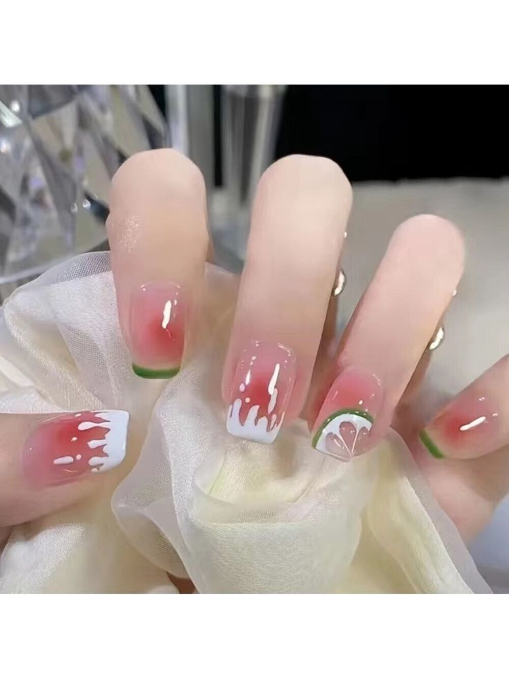 Watermelon Drip - Nail Junkie - full artificial nail set